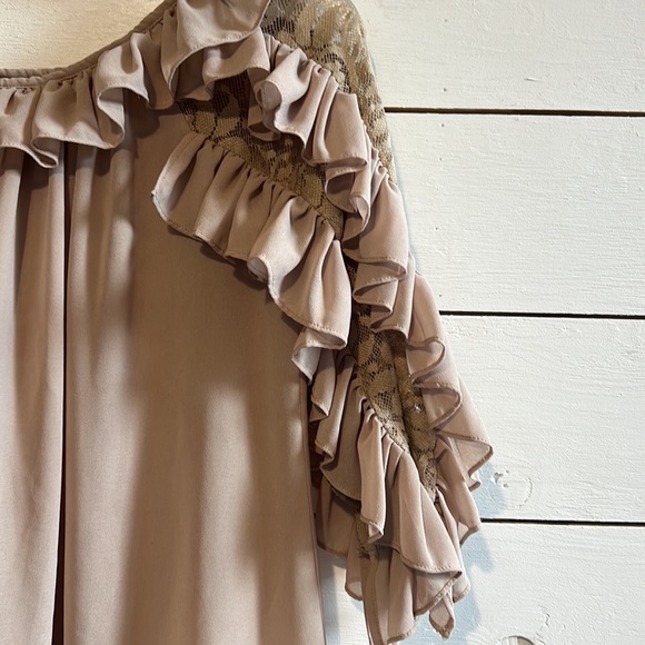 Womens large sheer top with ruffles and lace. - Picture 2 of 3